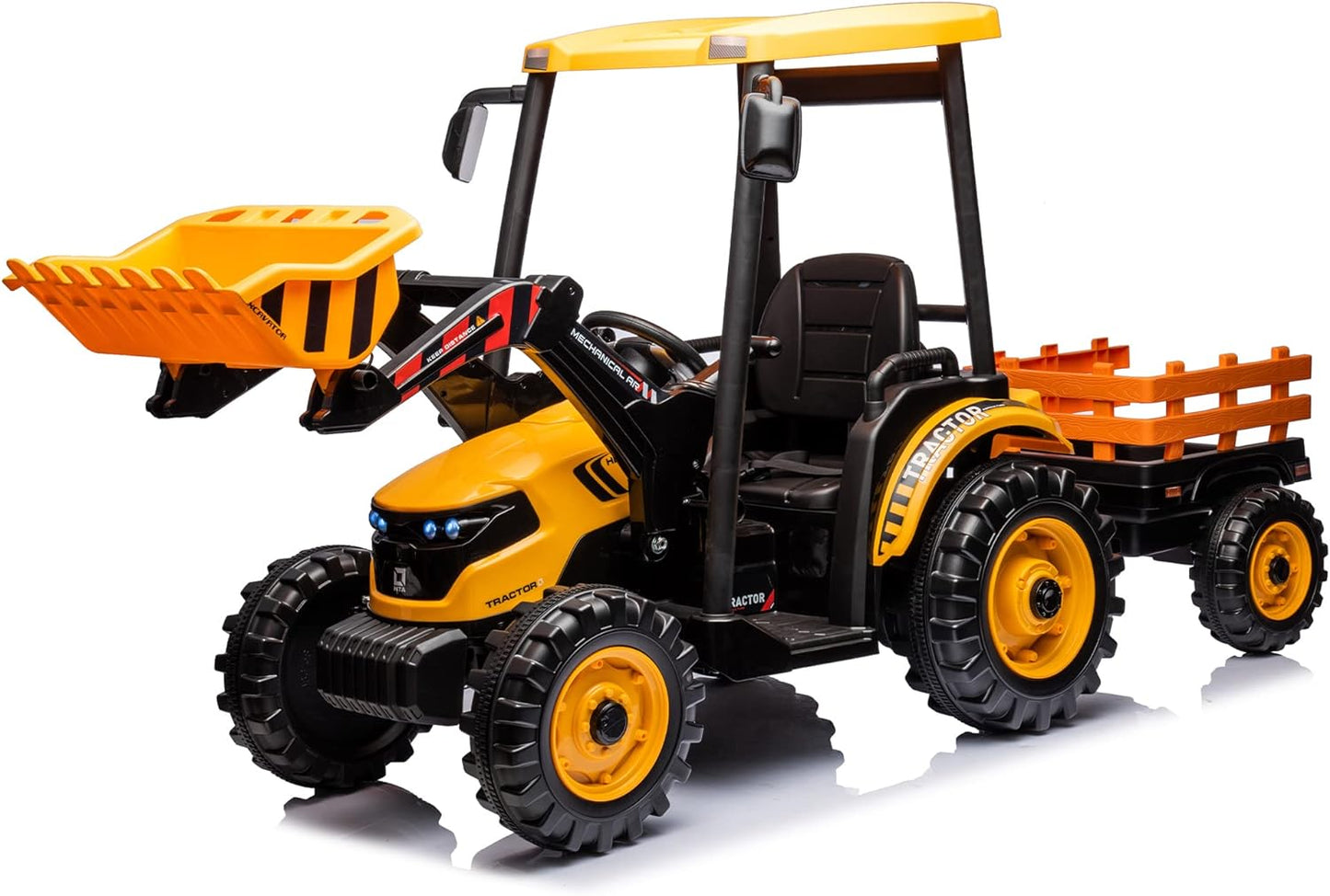 24V Kids Ride on Tractor with Trailer & Loader for Big Kids