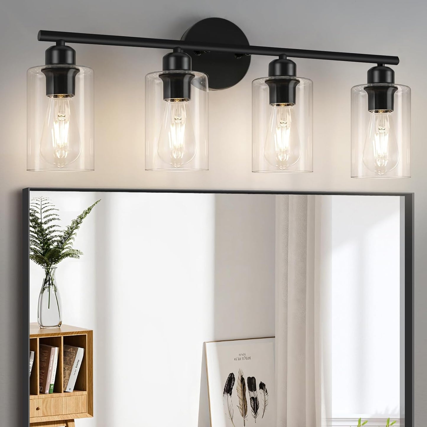 4-Light Bathroom Light Fixtures in Matte Black for Modern Spaces