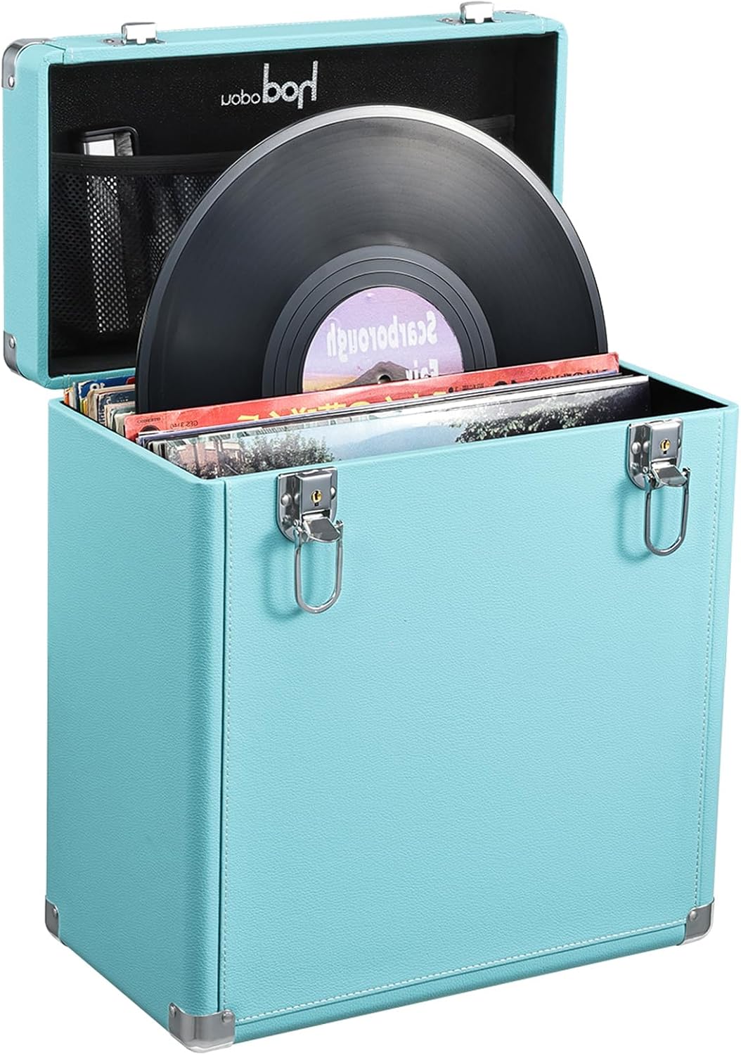 Hododou Vinyl Record Storage Box for 30+ Records with Lock