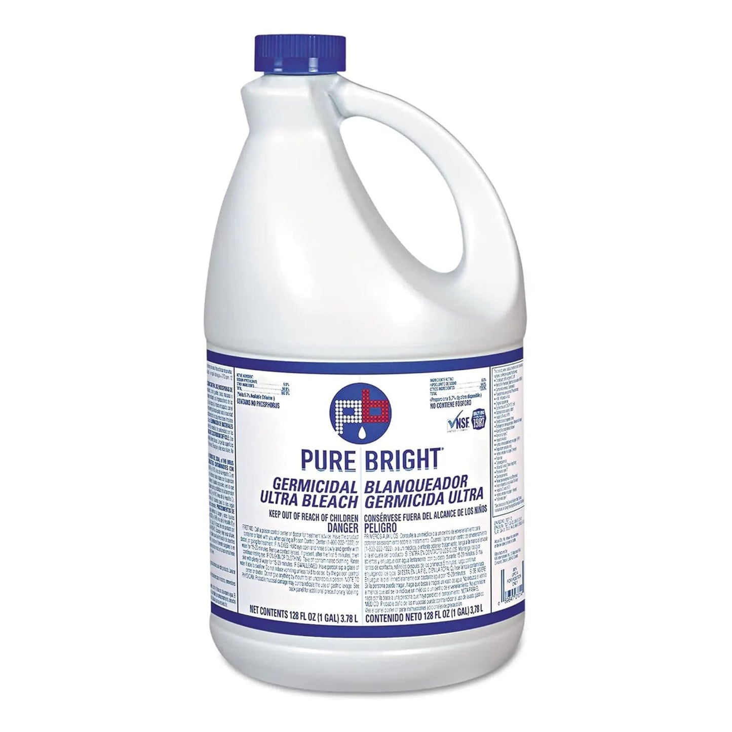 Pure Bright Liquid Bleach 1gal Bottle for Laundry and Disinfection