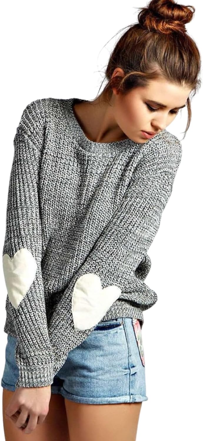 Shermie Heart Patch Knit Sweater - Cozy & Stylish