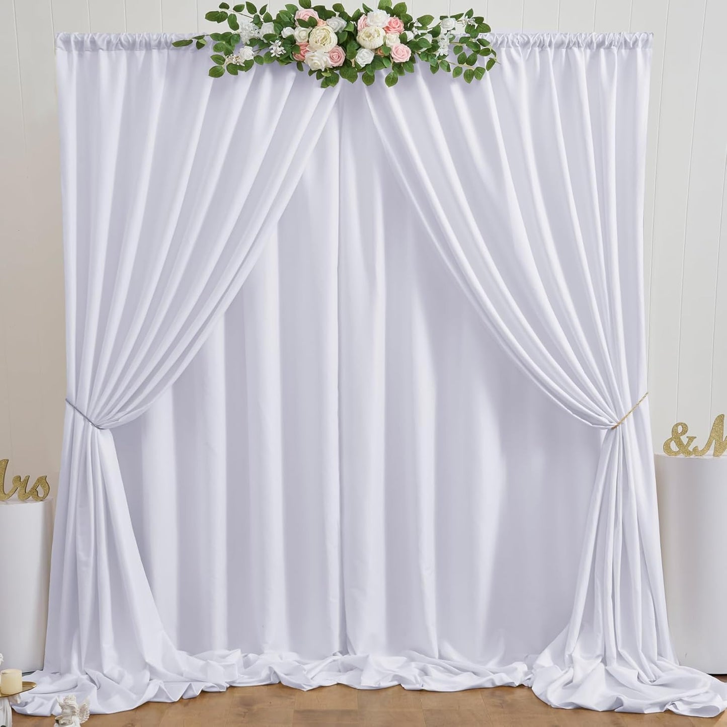 20ft x 10ft White Backdrop Curtain Panels for Stunning Events