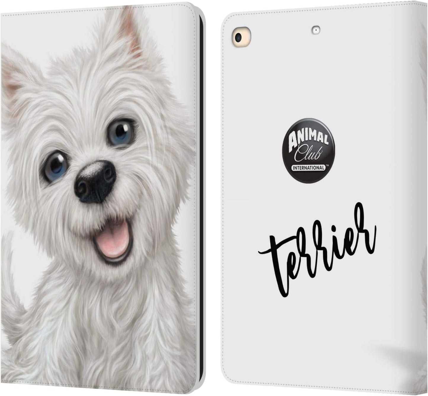 Animal Club International Terrier Faces Leather Wallet Case for iPad