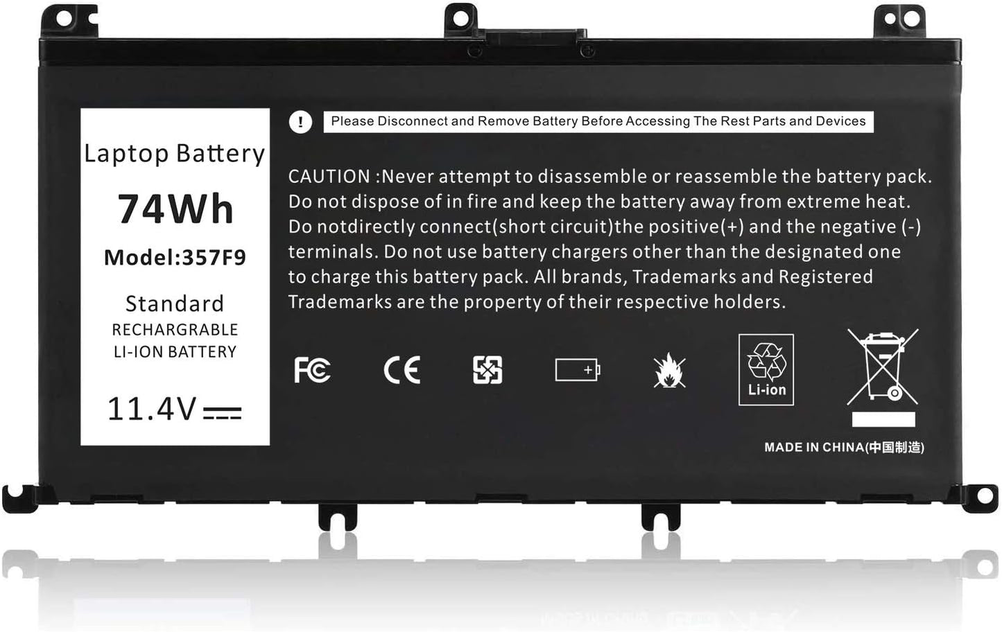 74WH 357F9 Laptop Battery for Dell Inspiron - Reliable Power