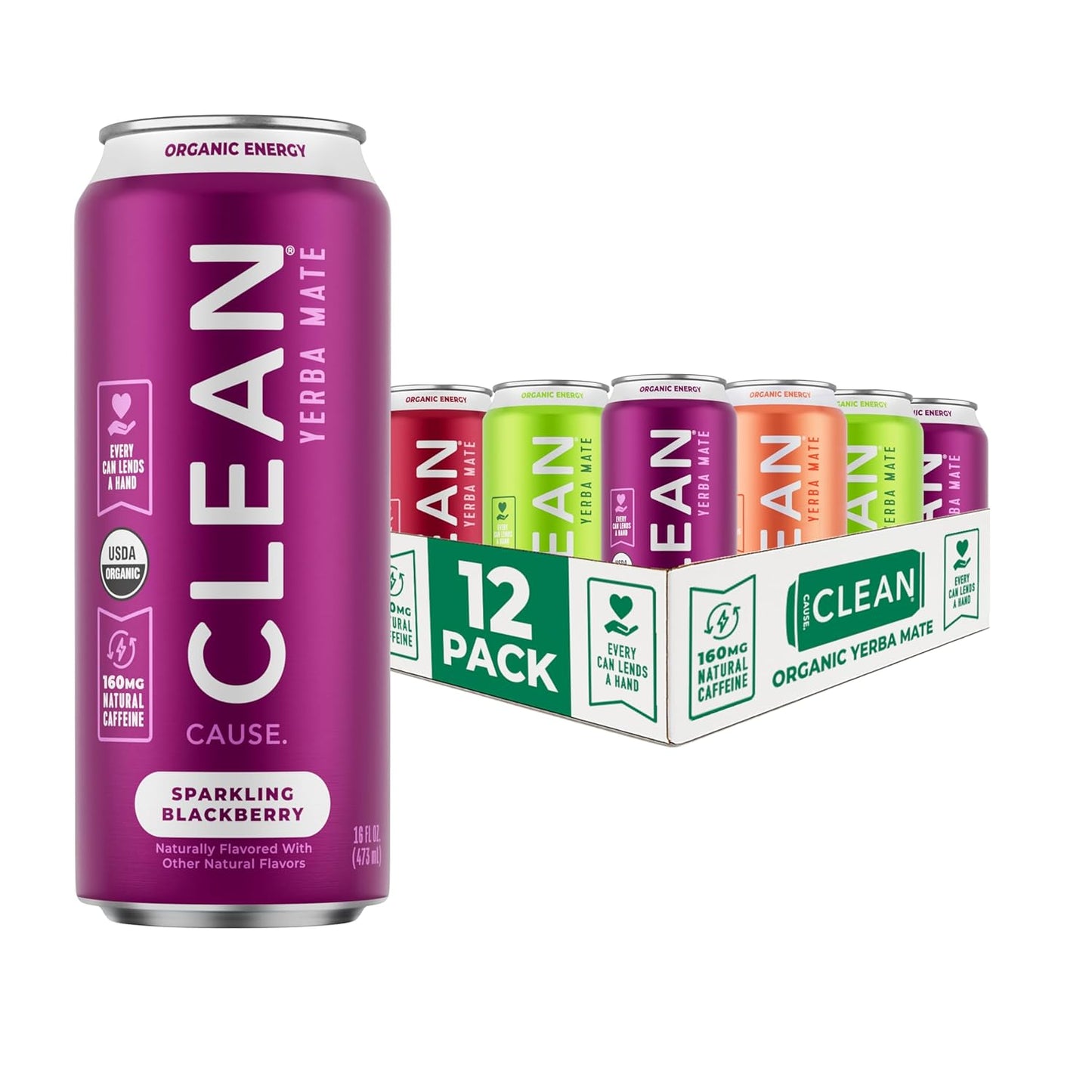 CLEAN Cause Low Calorie Variety Pack Yerba Mate Tea Sparkling