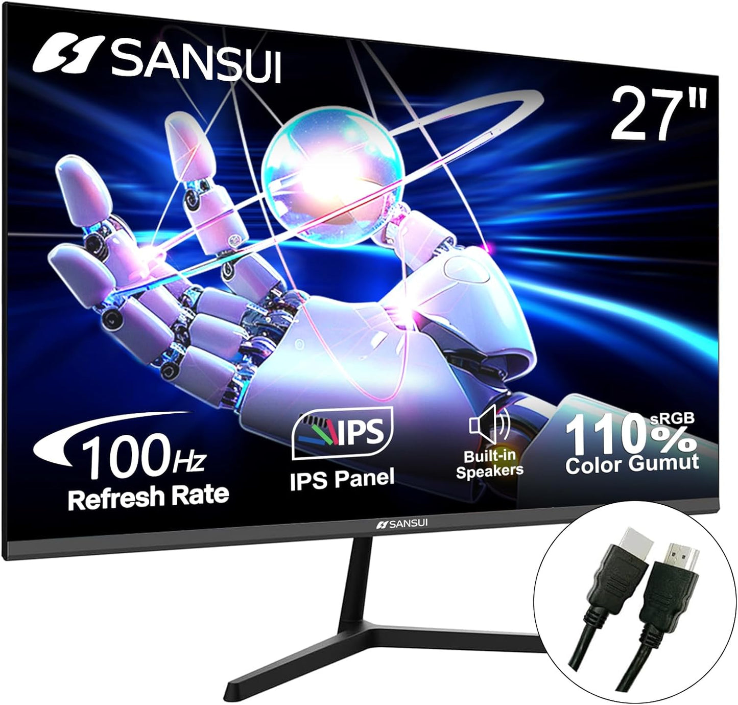 SANSUI 27 IPS Monitor: 100Hz, HDR, 110% sRGB