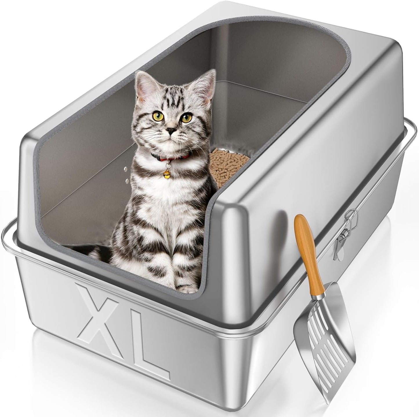 12ft' High Sides XL Stainless Steel Cat Litter Box for Big Cats