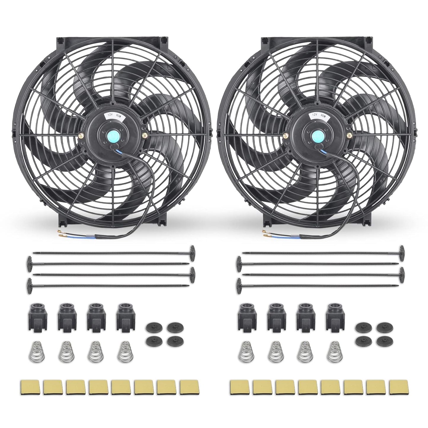 14 Inch Black Universal Slim Electric Radiator Cooling Fan Set