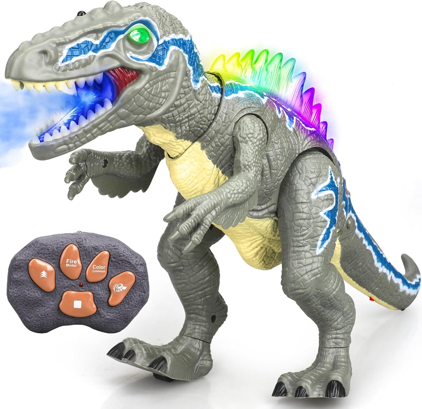 Remote Control Dinosaurs for Kids - LED Light Up Velociraptor