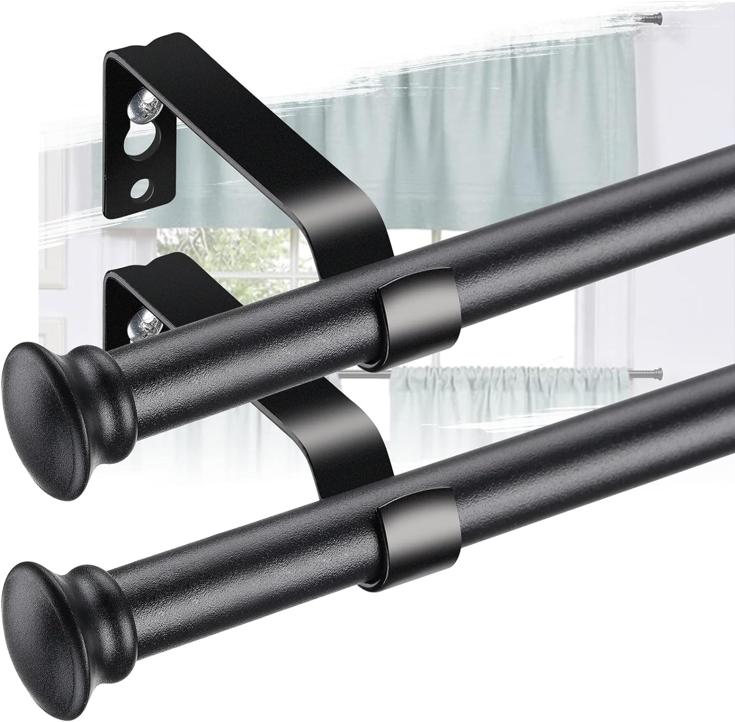 Set of 2 LAKEROD Heavy Duty Cafe Rods - Easy Installation for Any Space