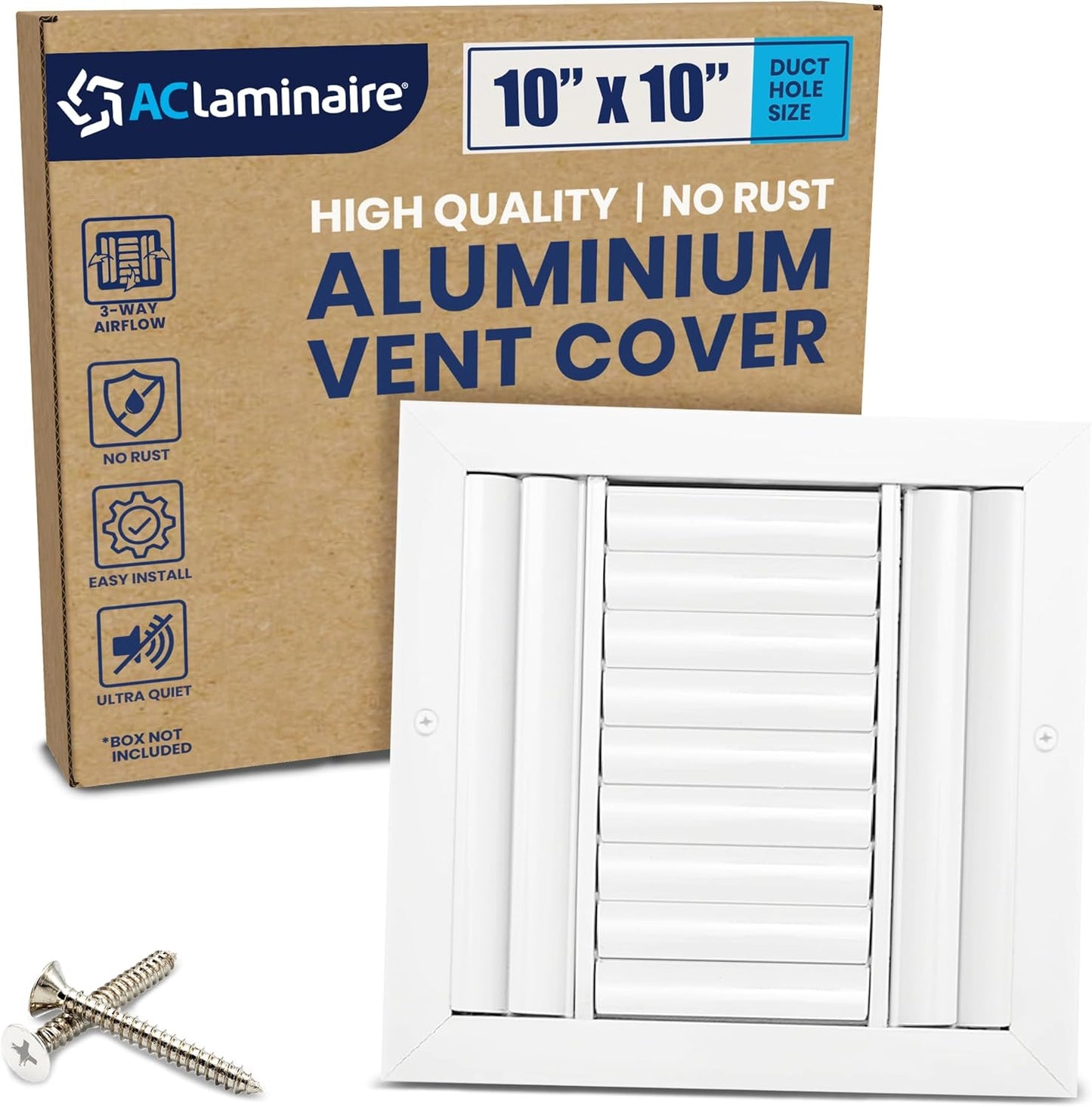 10x10 Inch Aluminum 3-Way Air Flow Vent Cover for HVAC Systems