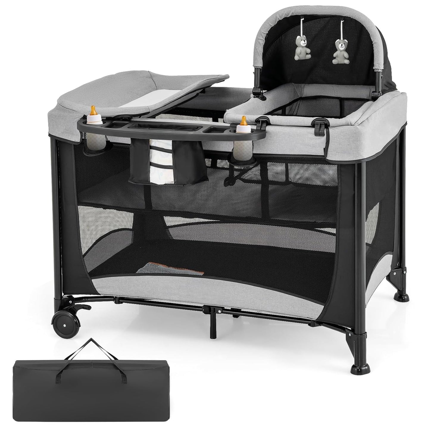 5-in-1 Portable Baby Playard with Bassinet and Changing Table