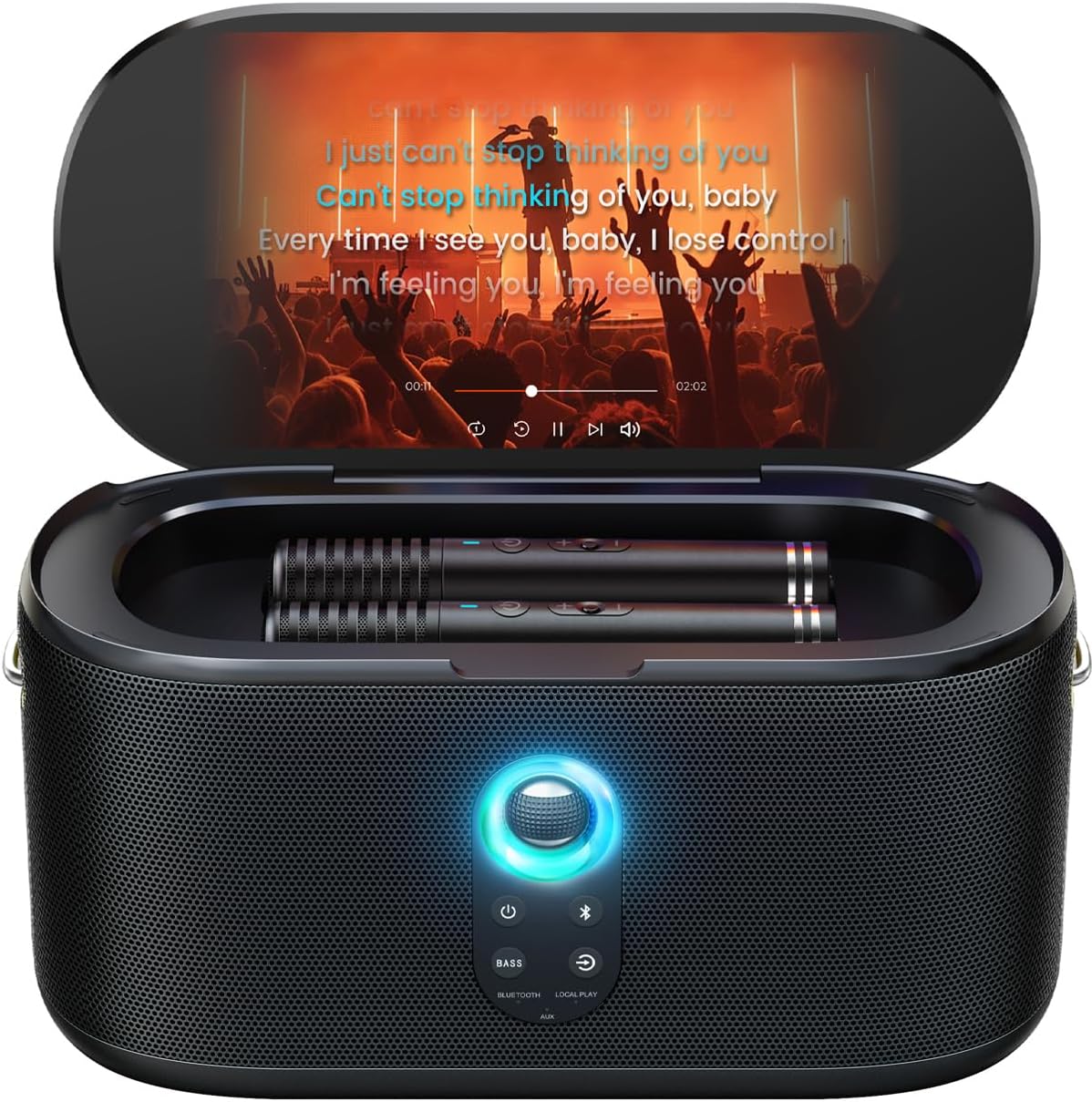 Ikarao: Portable Karaoke System - Dual Wireless Mics & 10.1 Screen