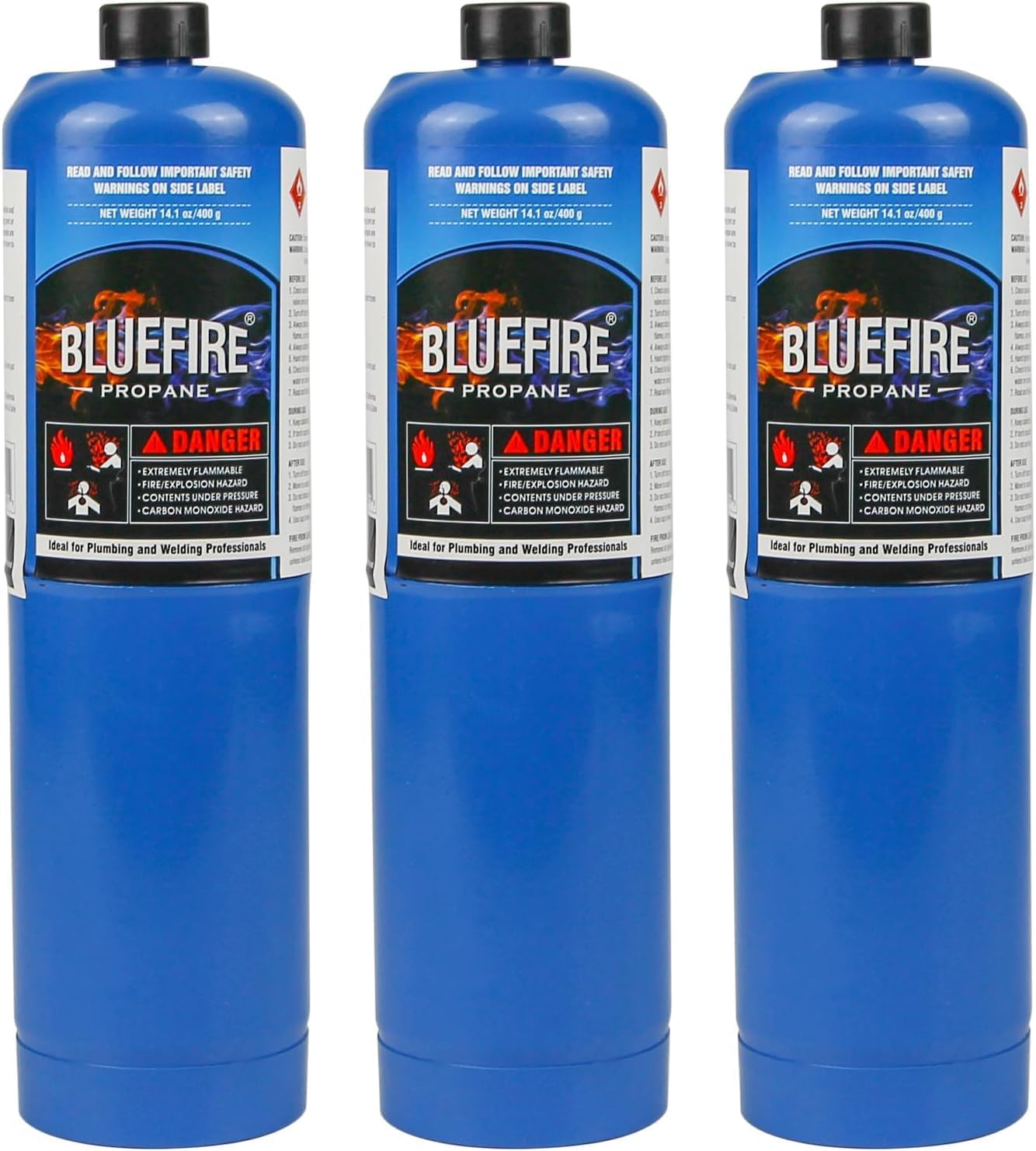 Pack of 3 Standard Propane Gas Cylinder Canisters for Welding