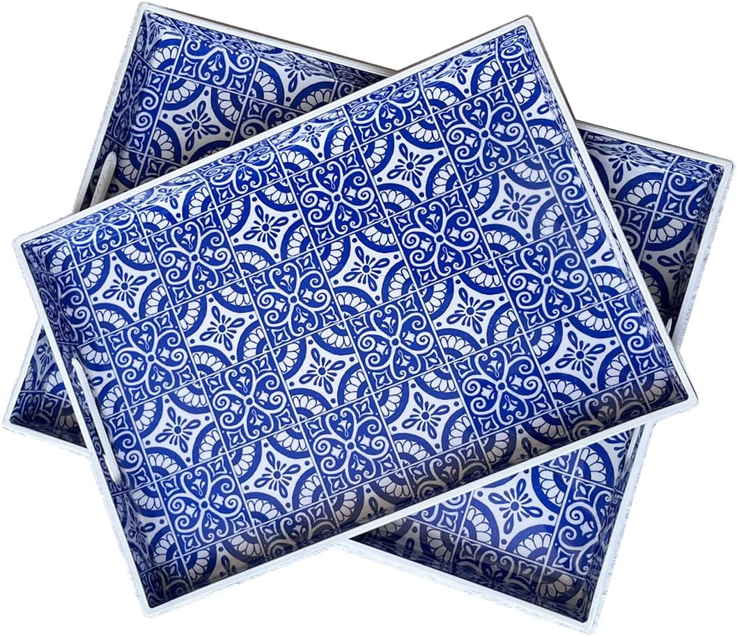 2 Pack Decorative Serving Tray with Handles for Any Occasion