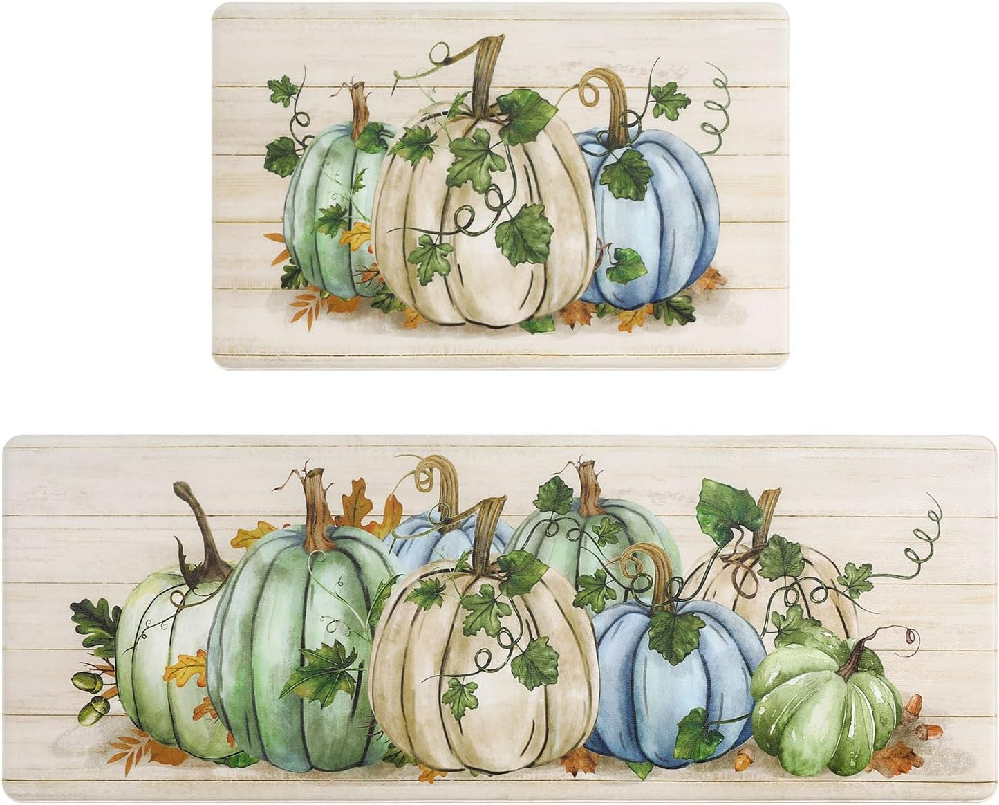 Pumpkin Anti Fatigue Kitchen Rugs Set for Fall Decor Comfort
