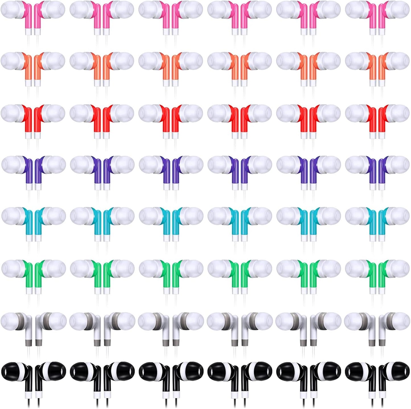 Colorful Classroom Earbuds Pack - 160 Bulk Individually Bagged