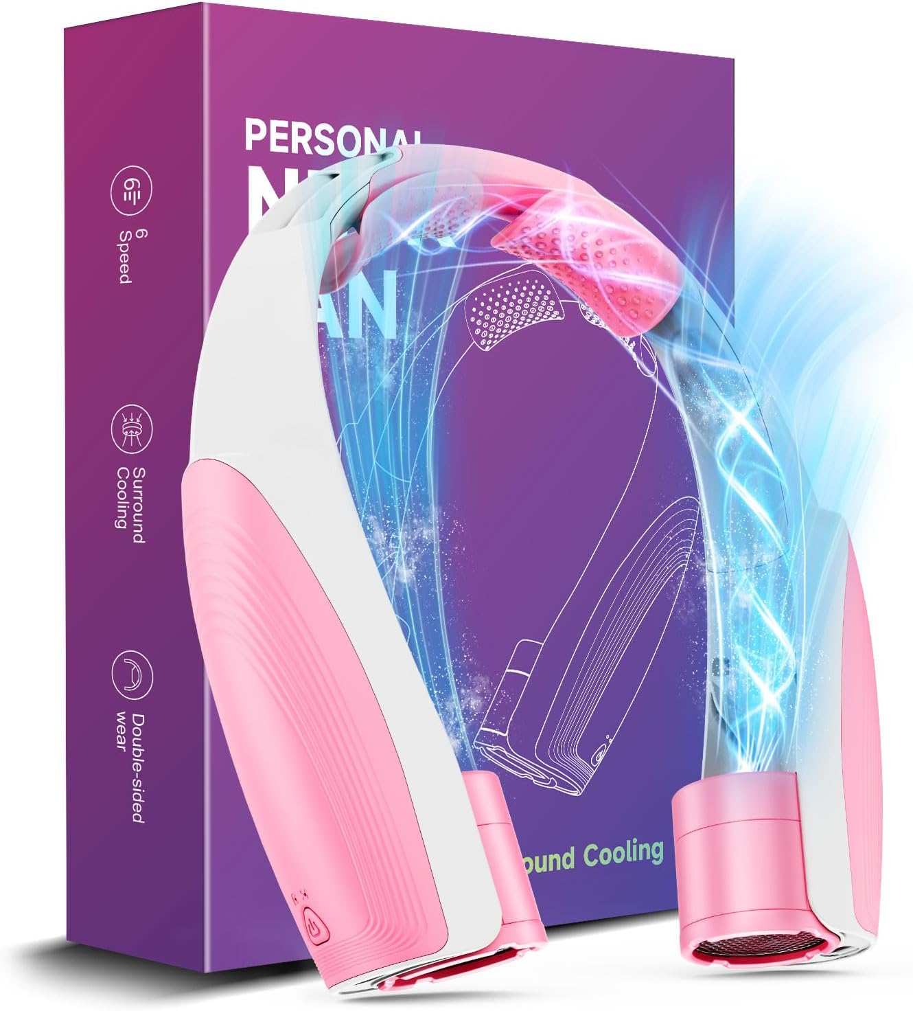 AI Portable Neck Fan with 6 Speeds for Ultimate Comfort