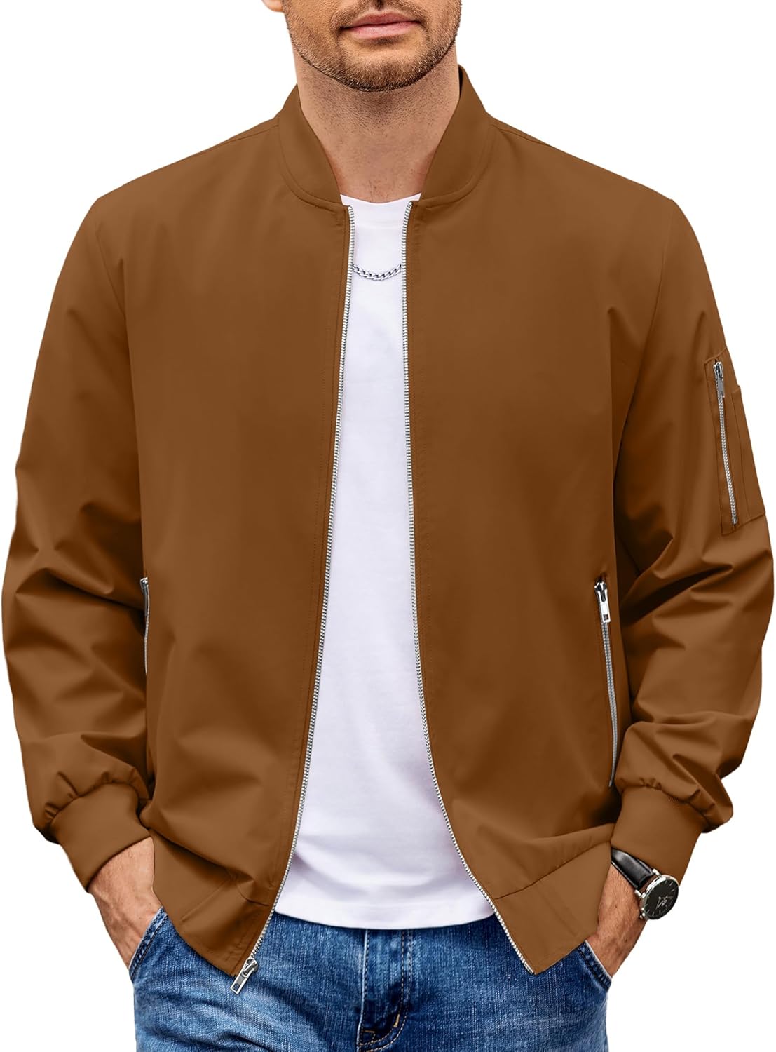 COOFANDY Men Bomber Jacket Lightweight Casual Windbreaker Coat