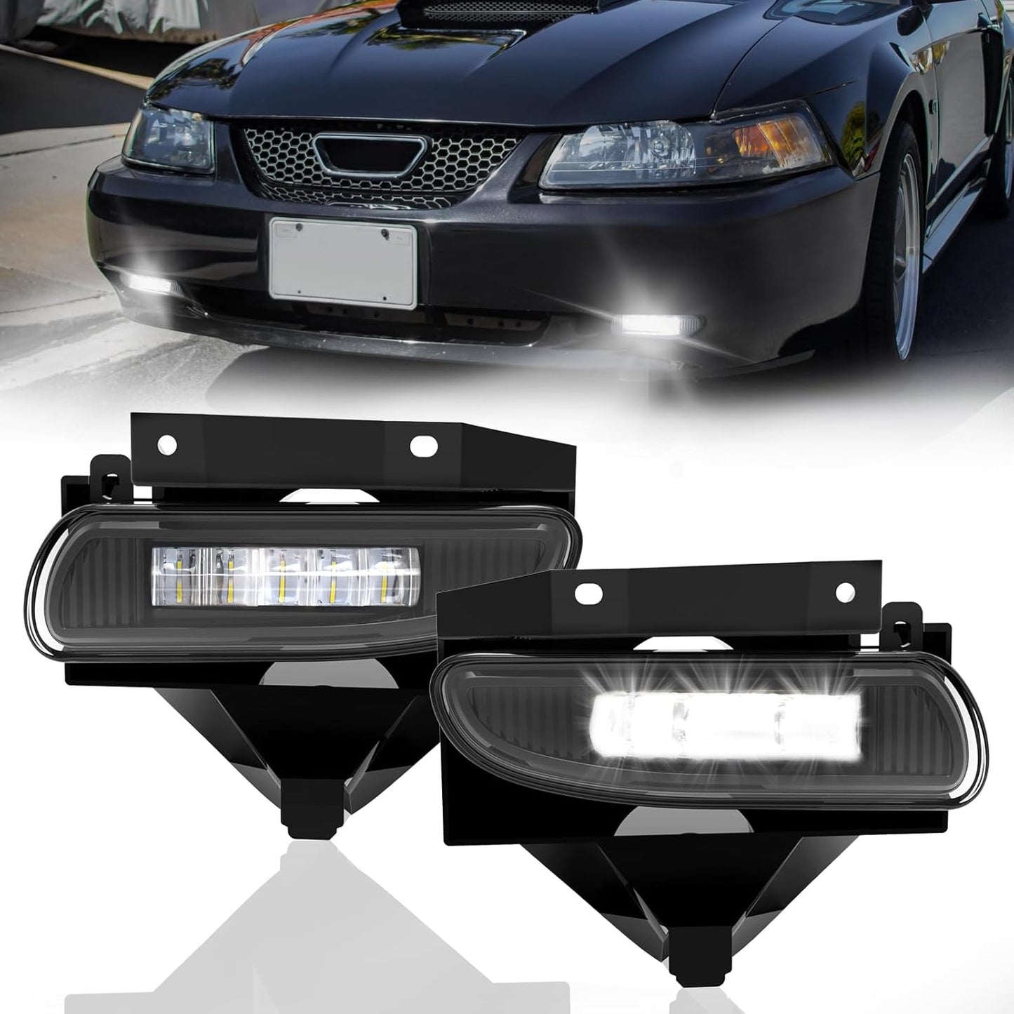 Fog Lights Assembly for 1999-2004 Ford Mustang - LED Replacement