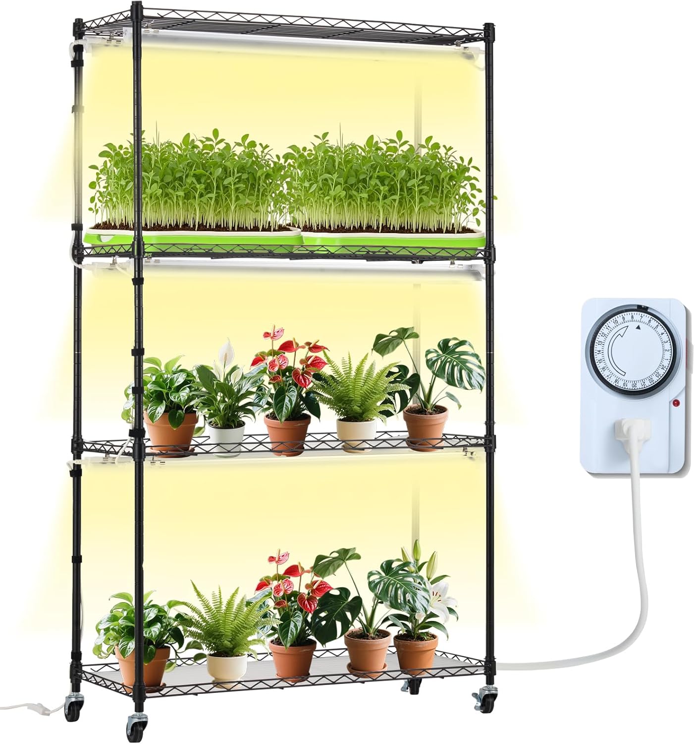 VEVOR Plant Stand with Grow Light for Indoor Plants Display