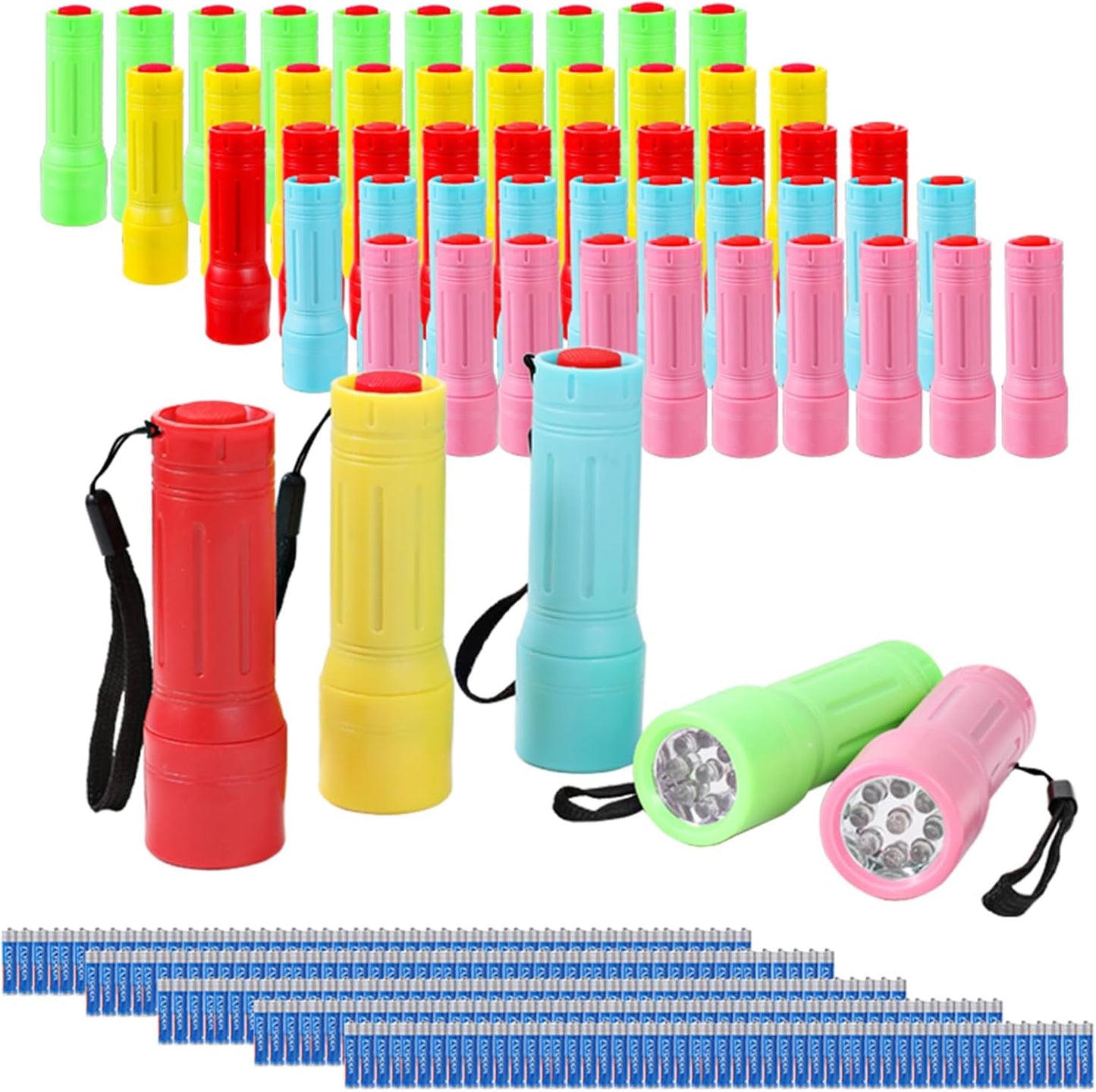 50 Pack 9-LED Mini Flashlights for Parties and Emergencies