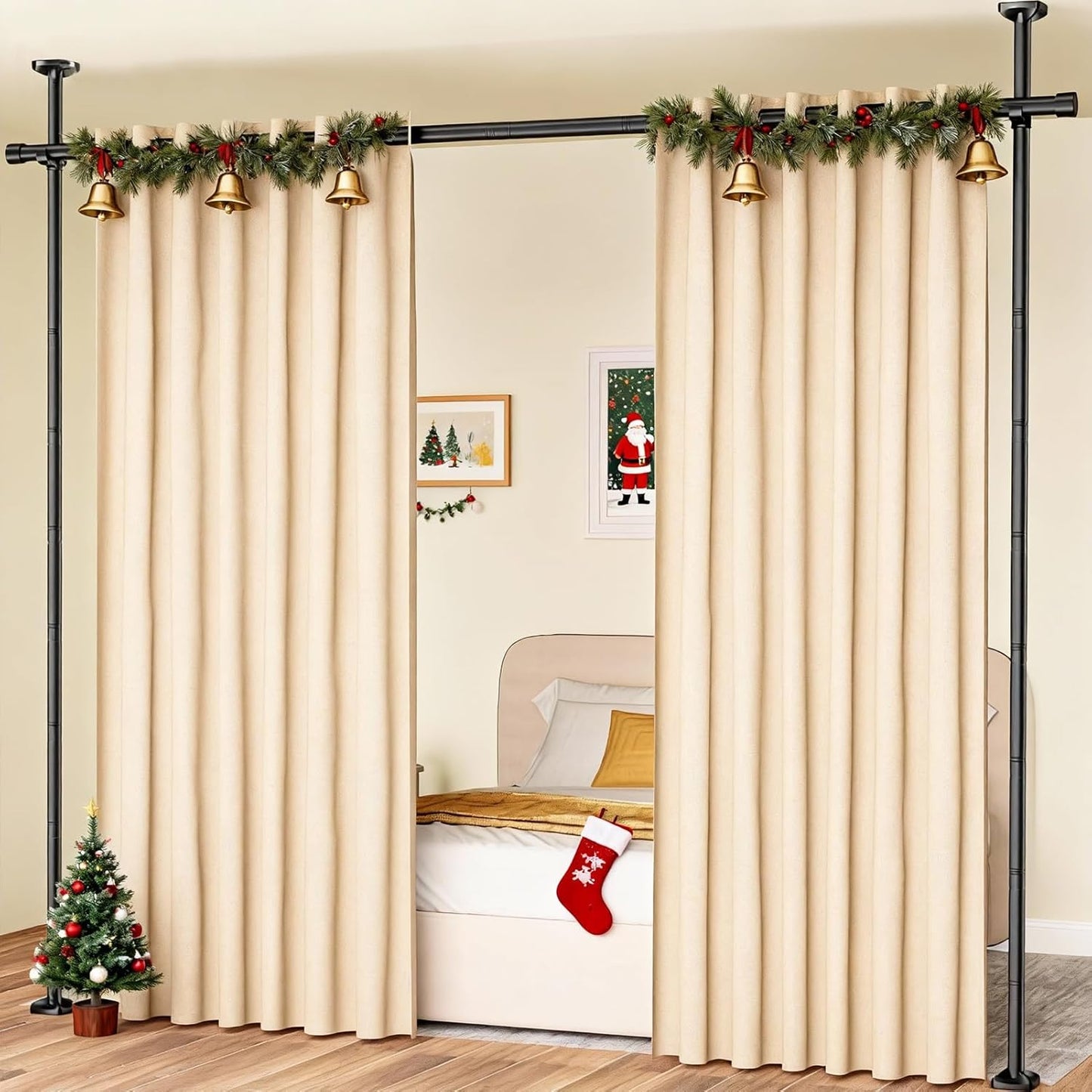 Bonpally Room Divider Curtain Rod for Adjustable Space Partition
