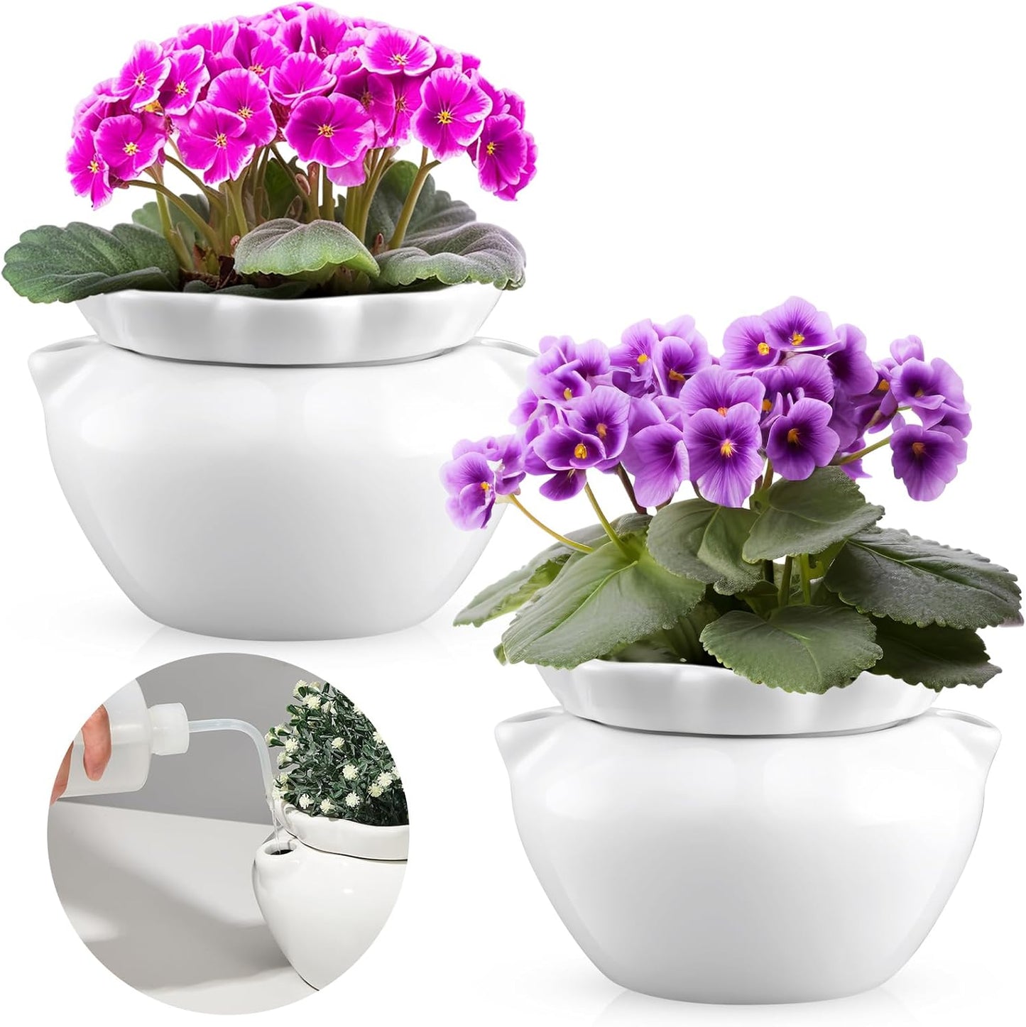 Self Watering Ceramic Pots for Indoor Plants - 7.5 Inches