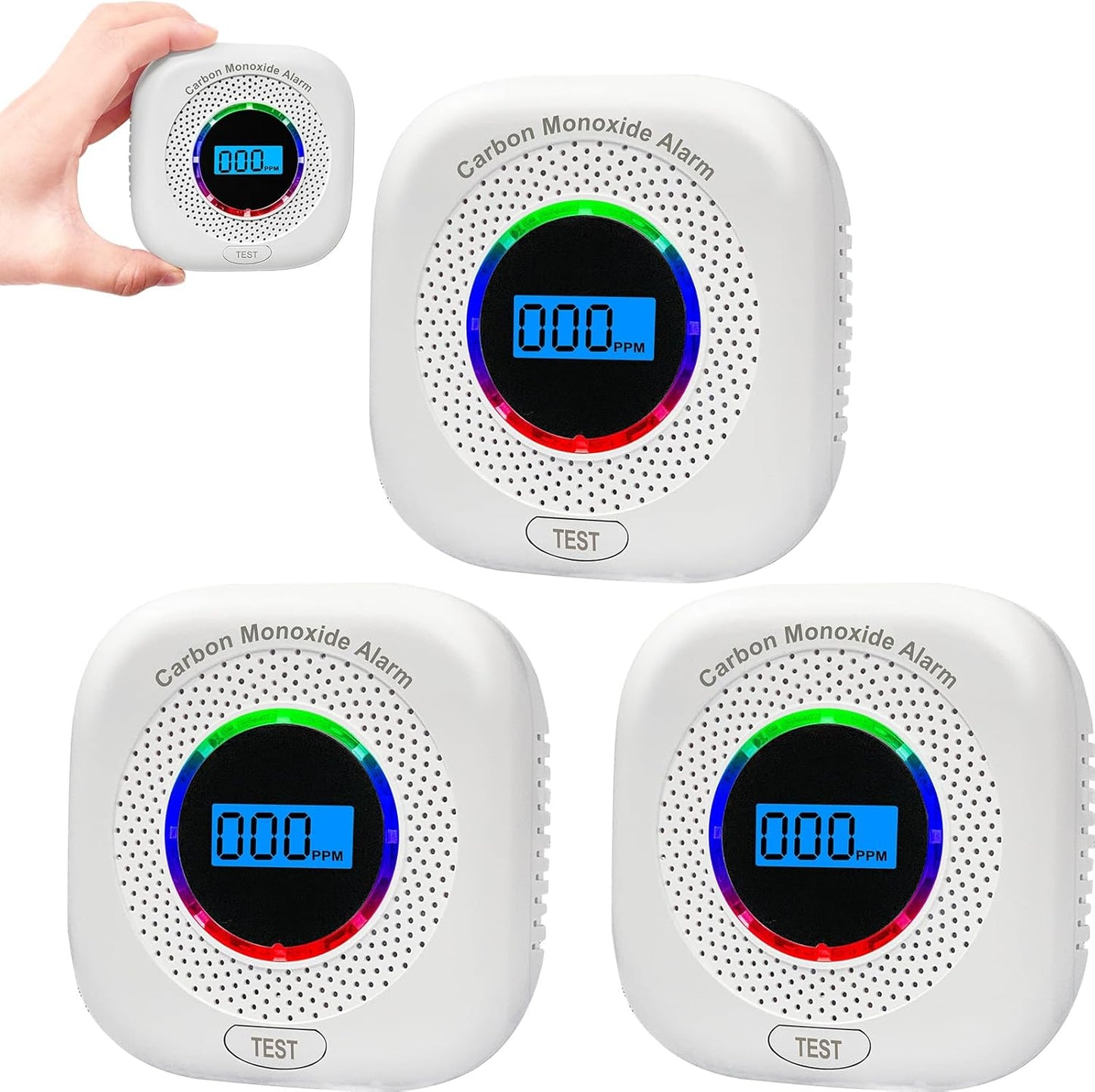 3 Pack Carbon Monoxide Detectors for Home and Travel Safety