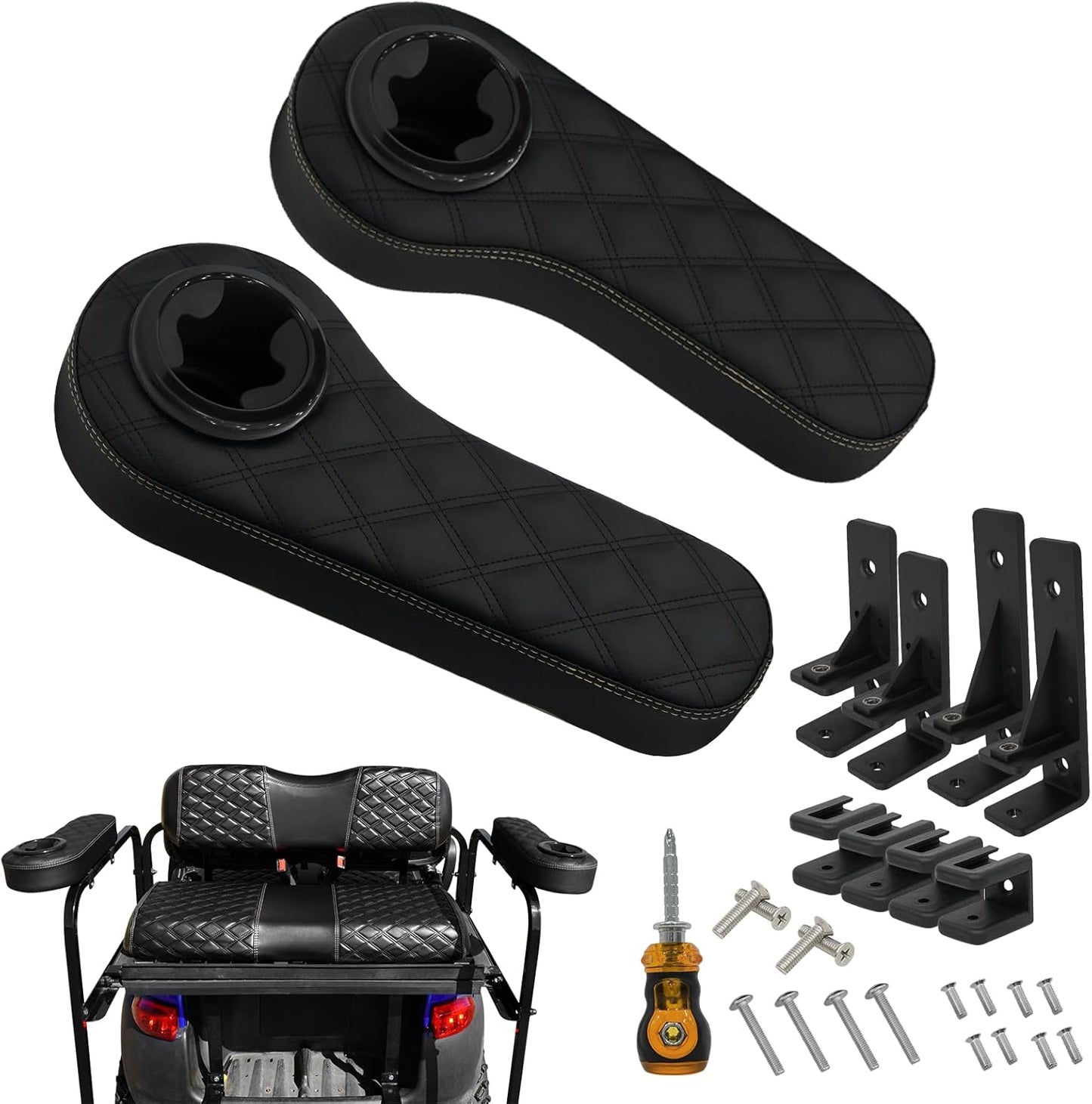 XUANYUDG0769 Golf Cart Armrest with Cup Holder for EZGO TXT
