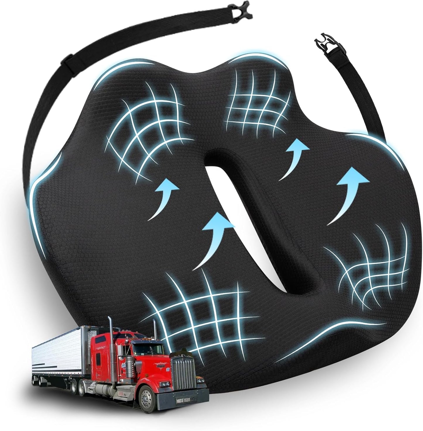 X-Large Truck Driver Seat Cushion for Back Support and Pain Relief