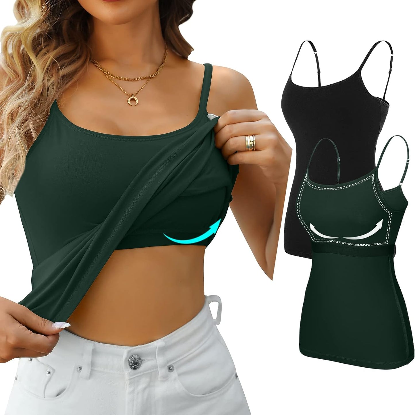 Supportive Shelf Bra Camisoles 2 Pack