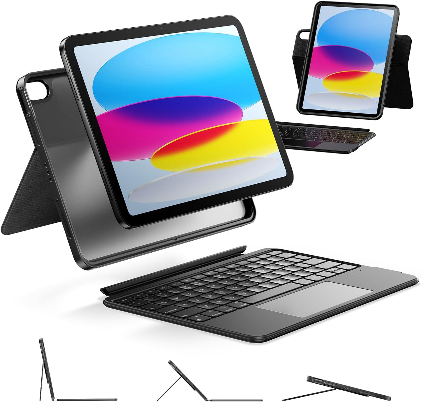 HOU iPad A16 Case with Keyboard, Rotatable & Detachable Design
