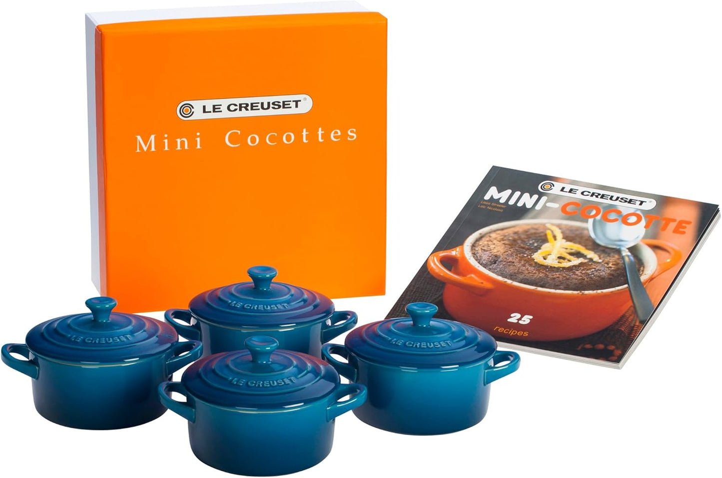 Le Creuset Mini Cocottes Set of 4 with Cookbook - 8 oz Each