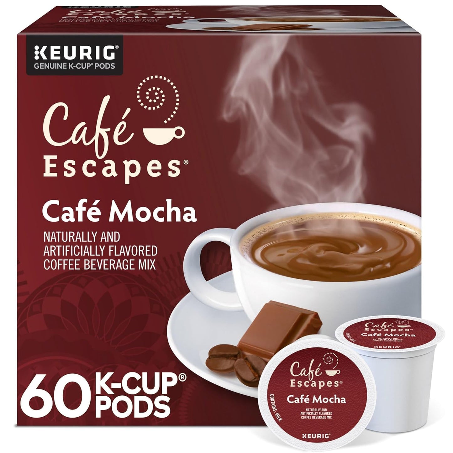 Cafe Escapes Cafe Mocha Coffee Beverage K-Cup Pods 60 Count