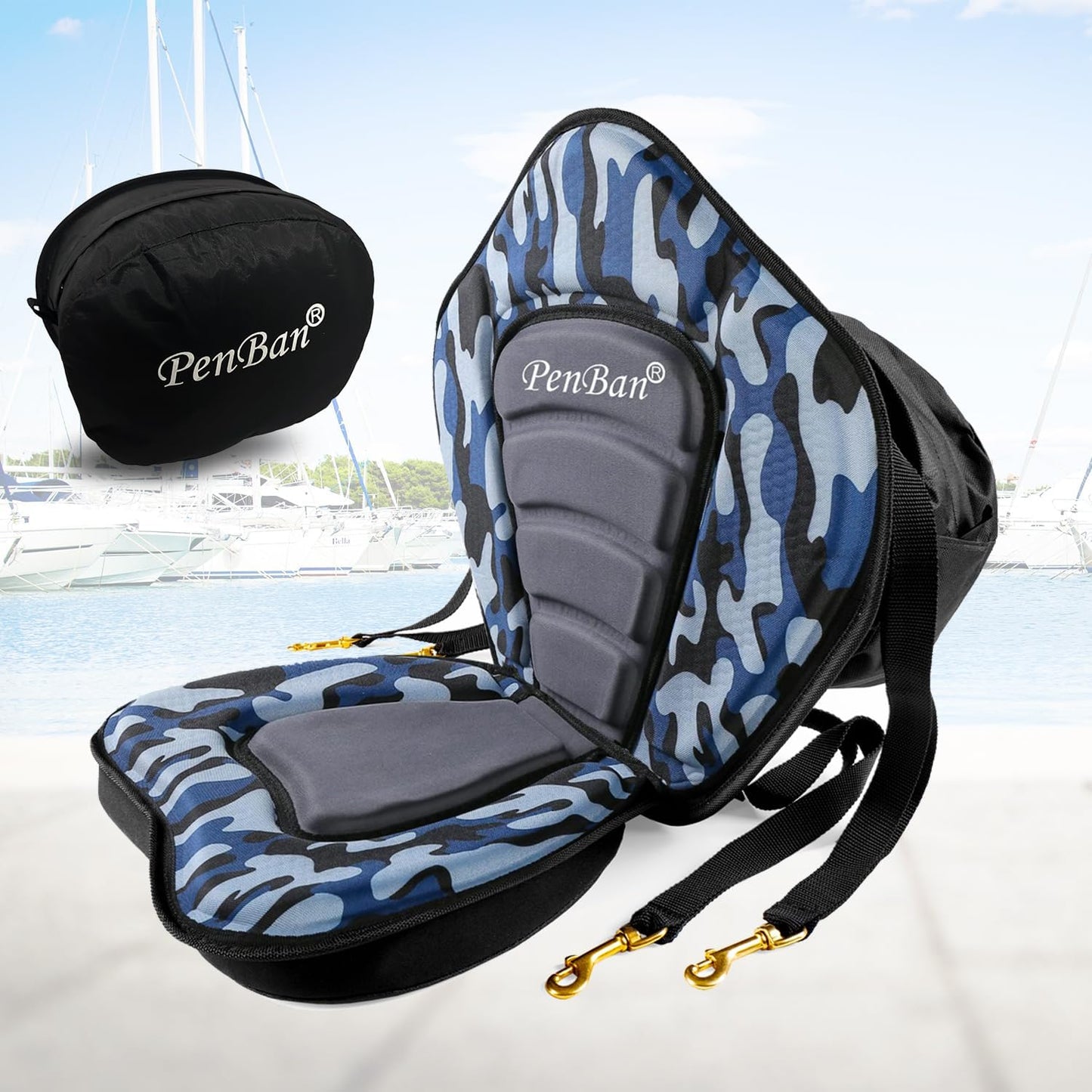 Universal Deluxe Kayak Seat Cushion with Storage Bag for Comfort