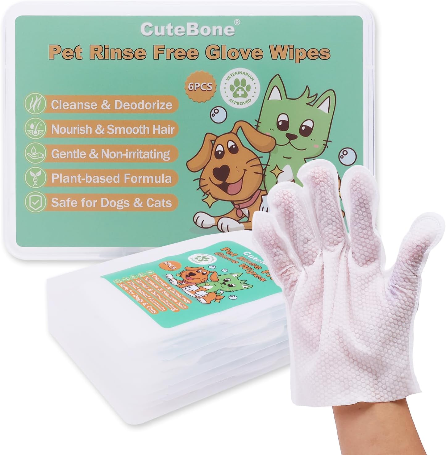 CuteBone Pet Glove Wipes - Easy Dog Grooming