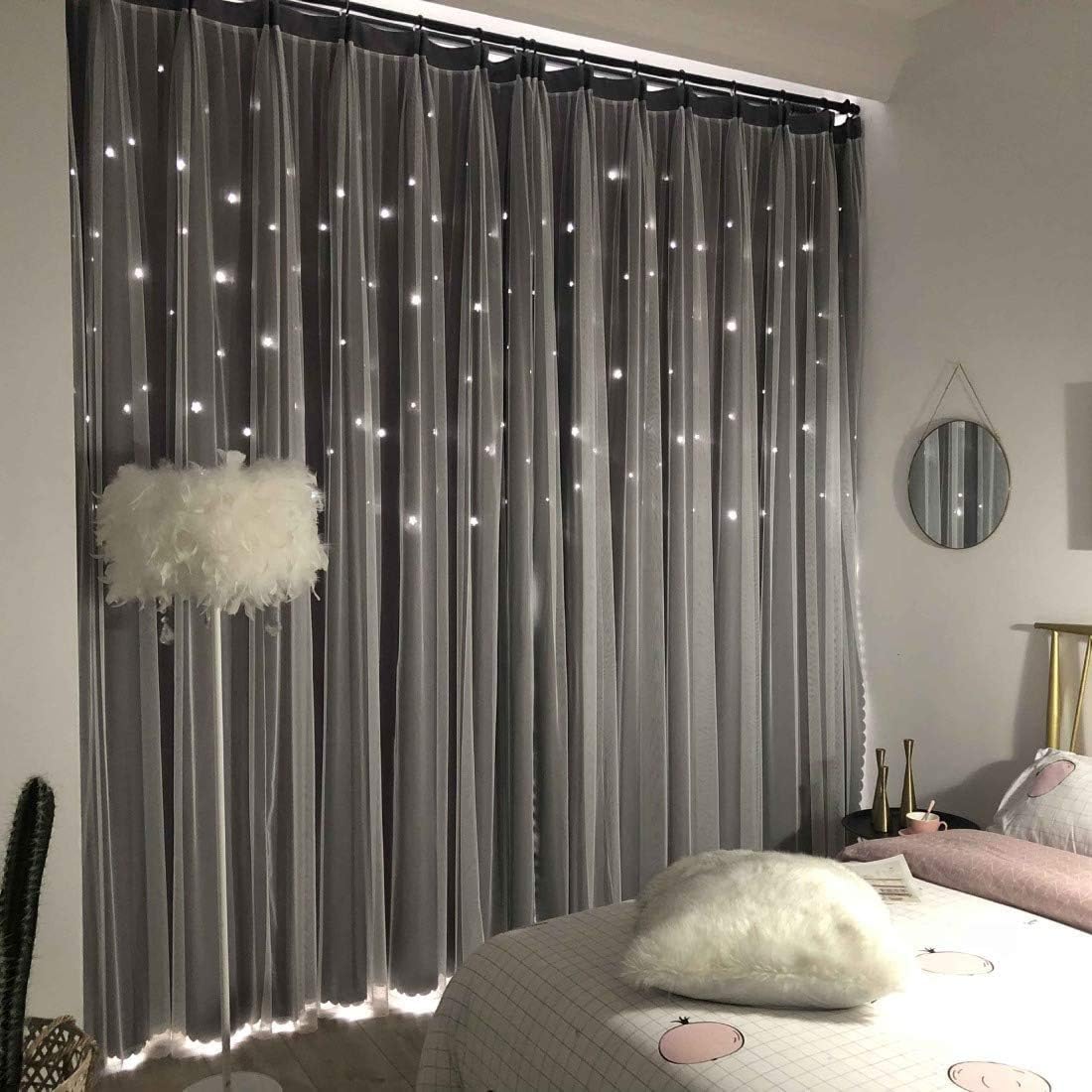 UNISTAR Blackout Curtains for Kids Bedroom with Star Design