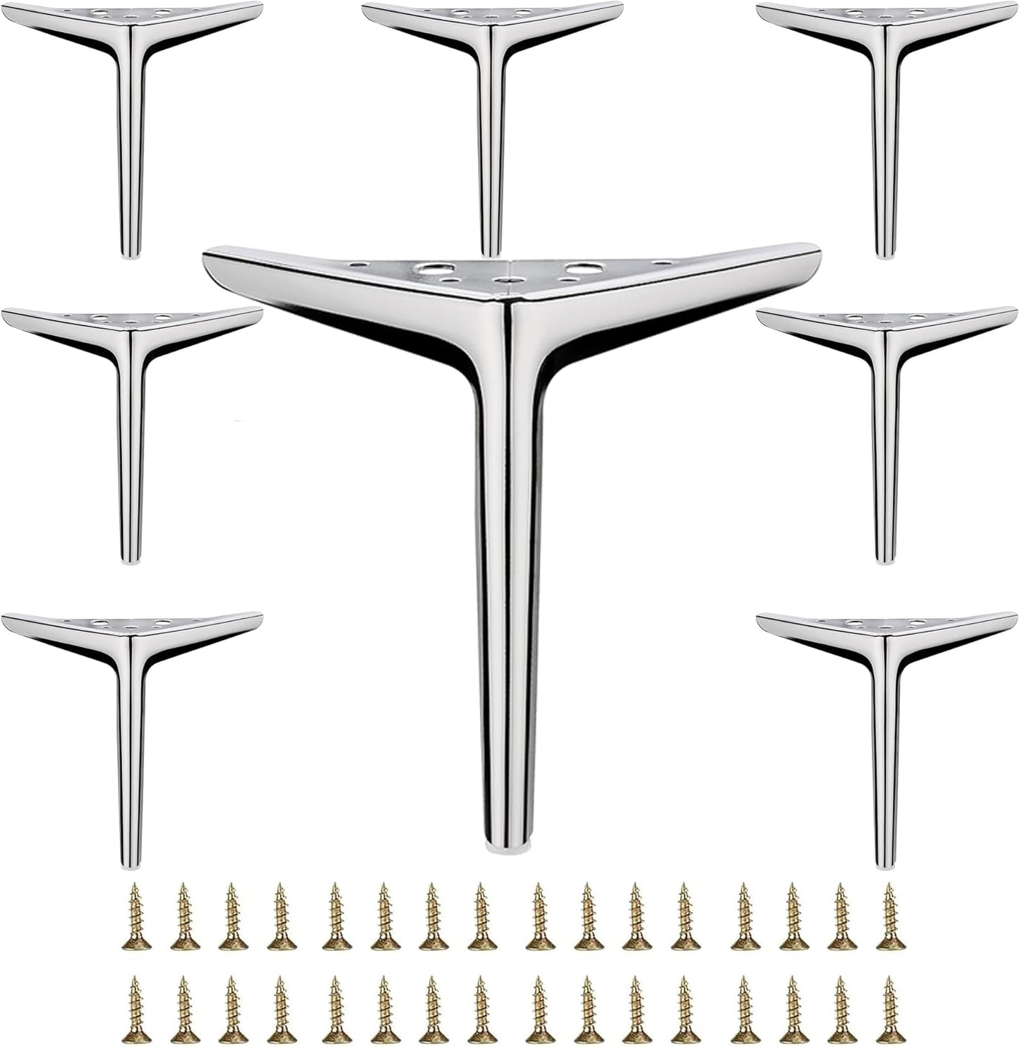 7 Inch Shiny Chrome Metal Furniture Legs Set of 8 for DIY Projects