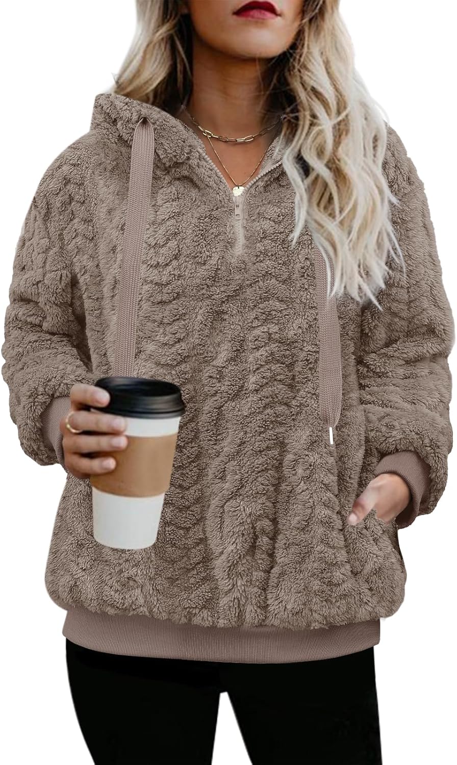 Nirovien Womens Sherpa Pullover Hoodie for Cozy Warmth