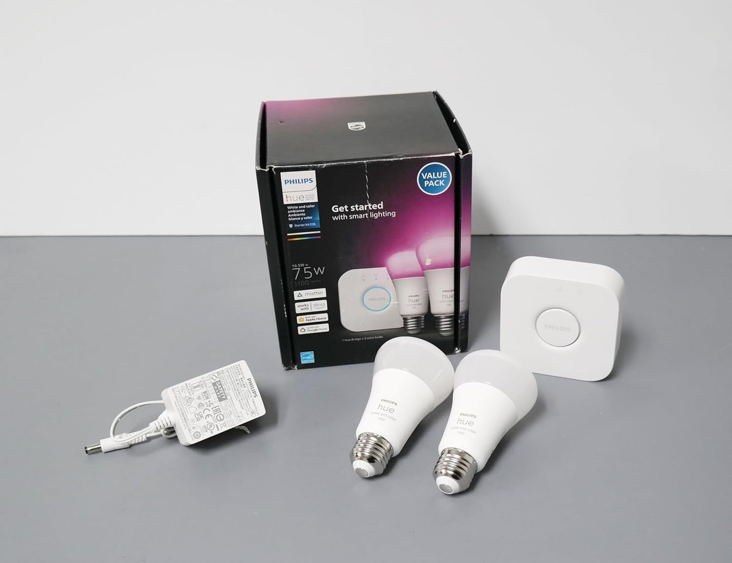 Philips Hue Color Smart LED Bulb 2PK with Hue Bridge for Home