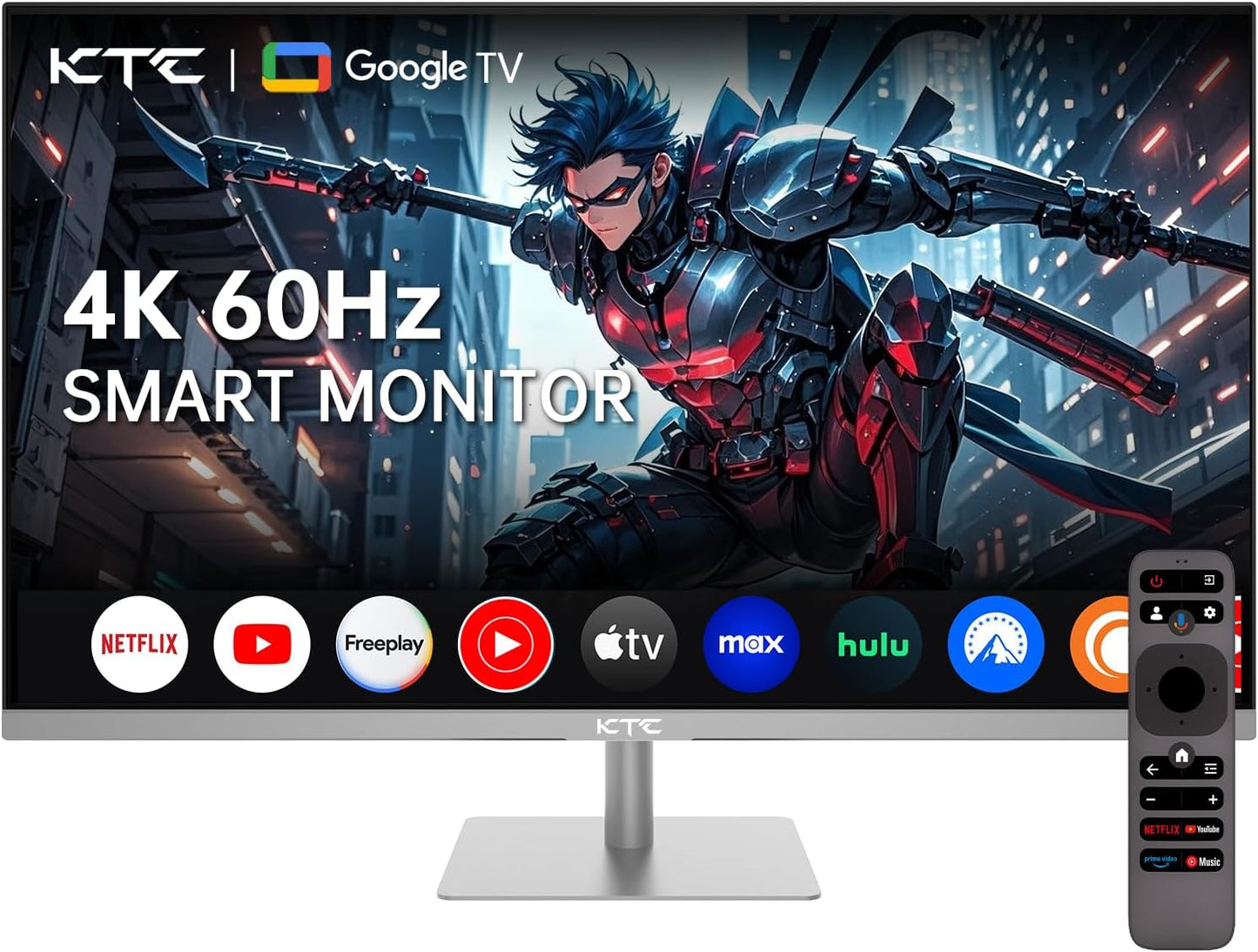 32 4K Smart Monitor: Google TV, Dolby Audio, Hey Google Voice, HDR, WiFi