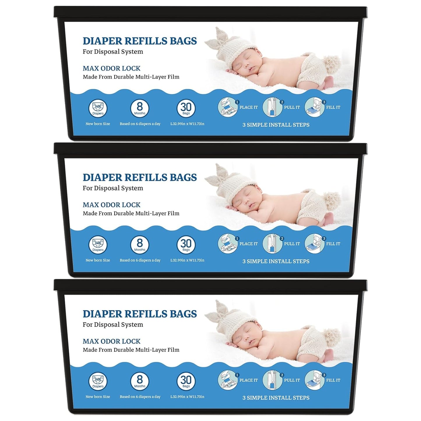Diaper Refill Bags for Genie Pails - 7-Layer Odor Control