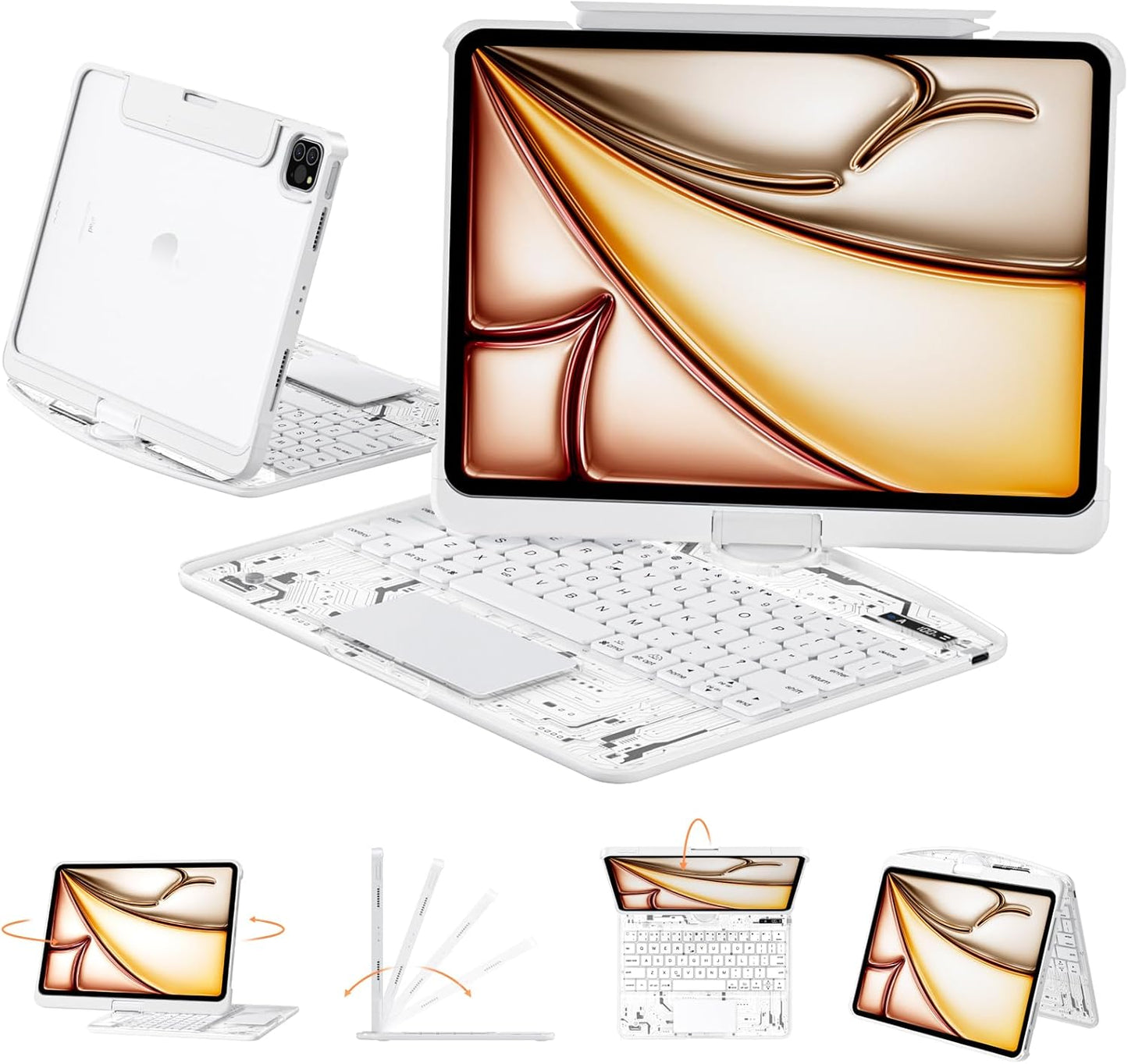 Transparent Case with Keyboard for iPad Air 13 and Pro 12.9