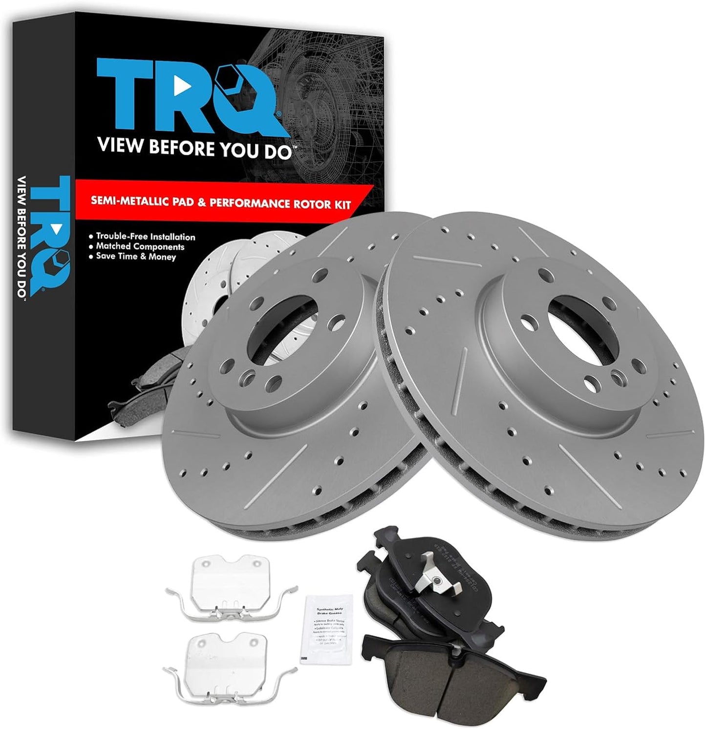 TRQ Front Performance Brake Pad & Rotor Kit for BMW X5 & X6