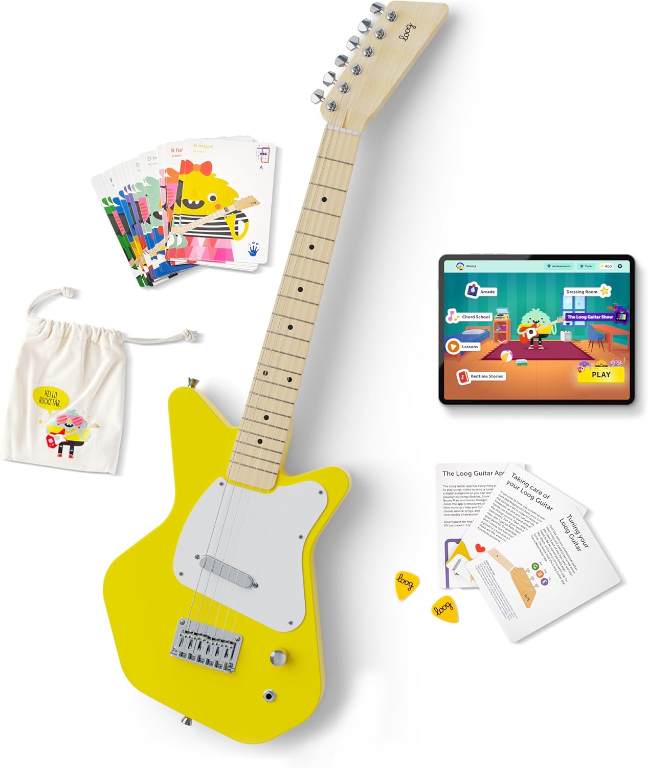 Loog Pro VI Electric Guitar for Kids Ages 9+ with Learning App