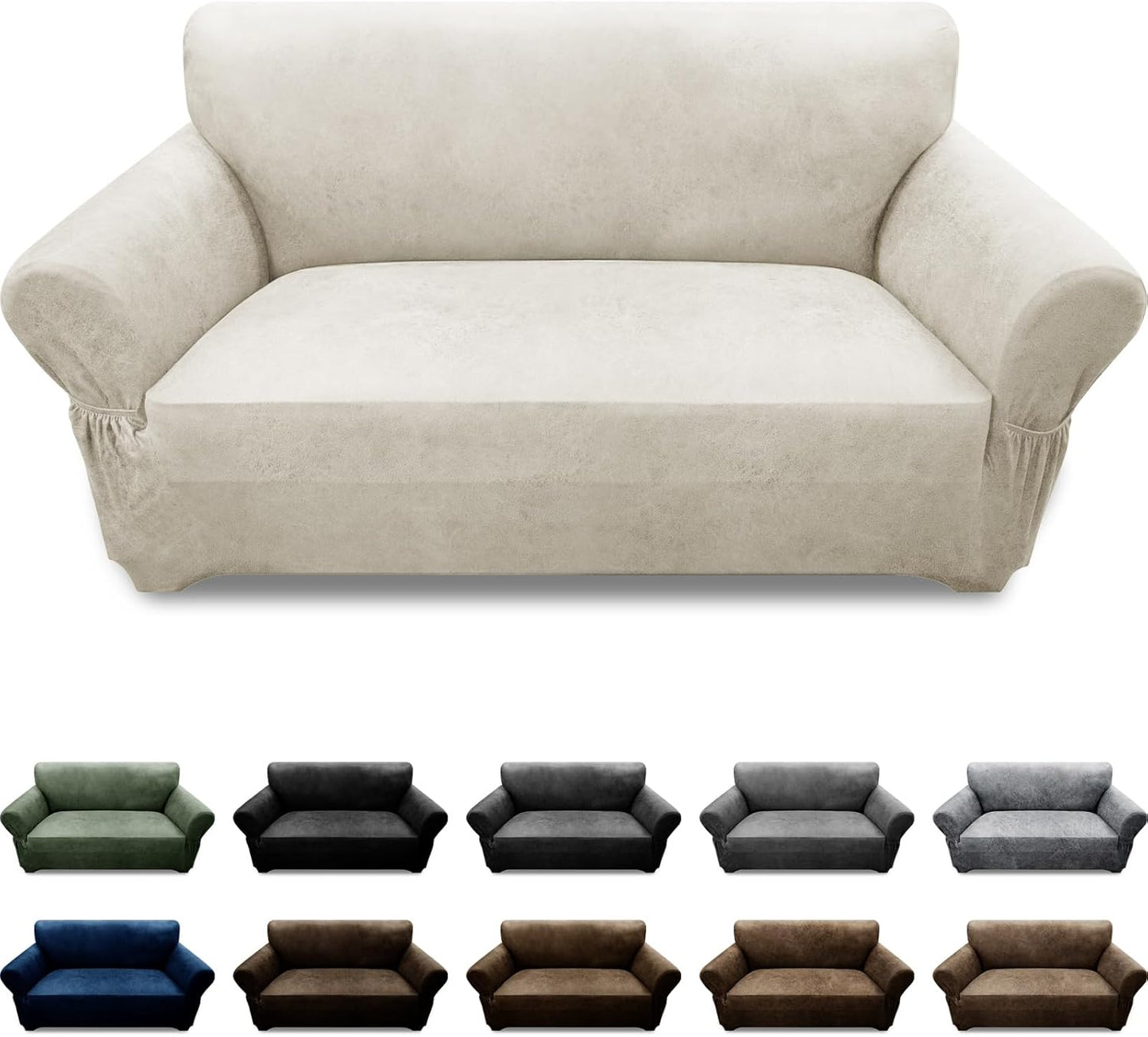 Loveseat Sofa Slipcover with Leather Look for 2 Seater Couch