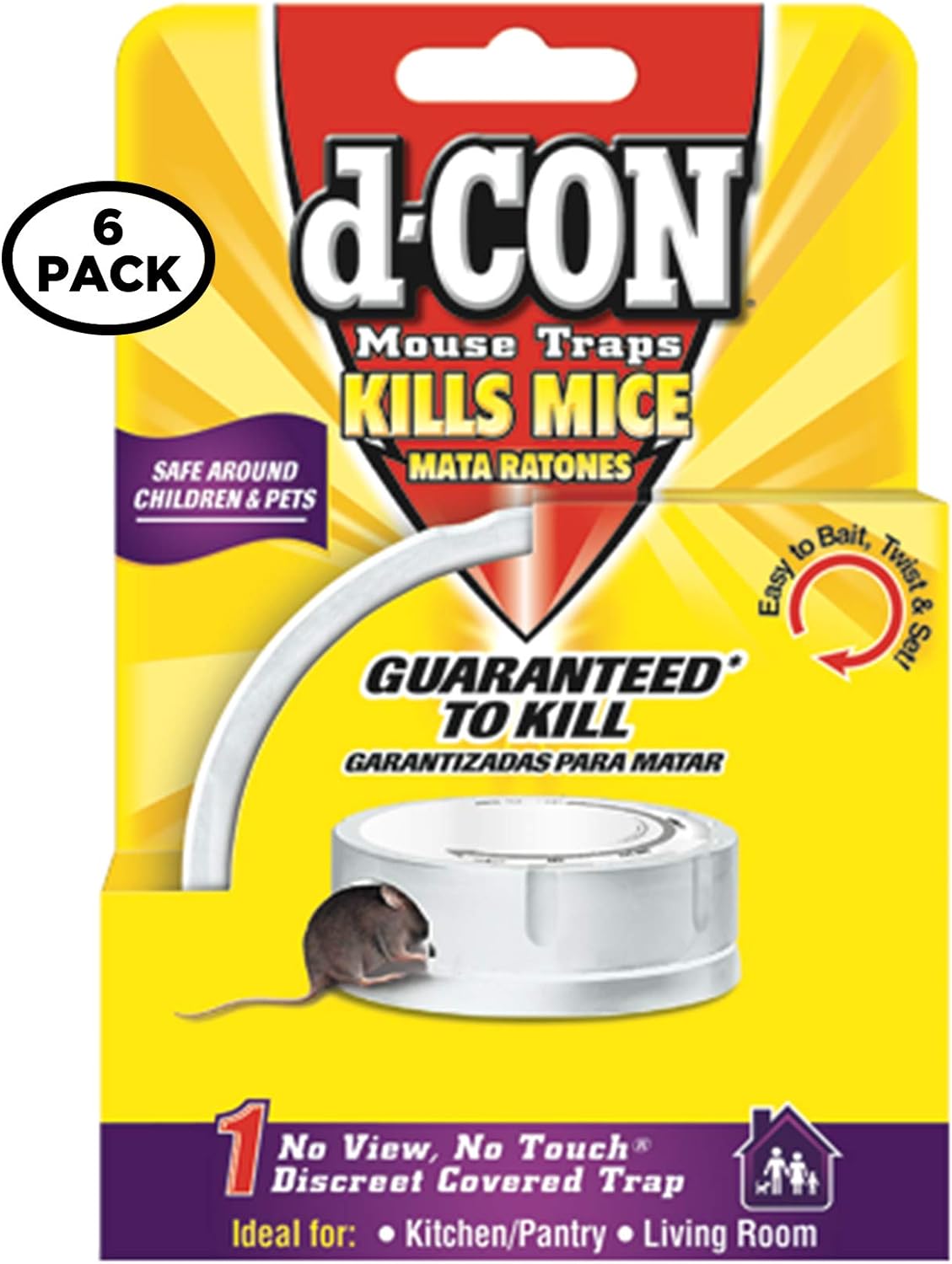 6-Pack d-CON Covered Mouse Traps - No View, No Touch