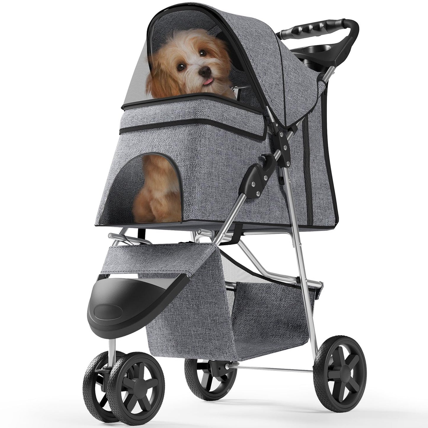 Pet Stroller with 3 Wheels for Small and Medium Pets