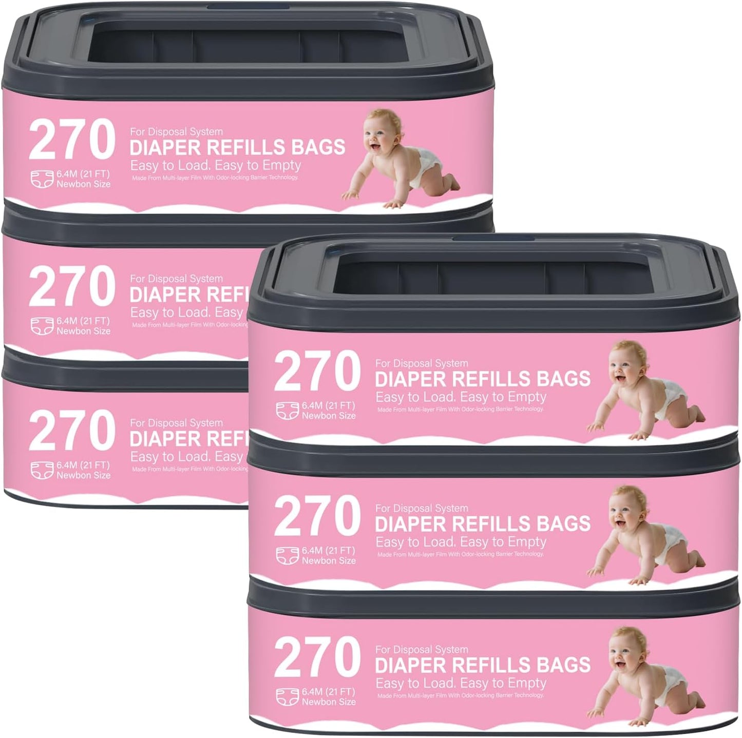 Standard Square Refills Disposal Bags for Genie Diaper Pails